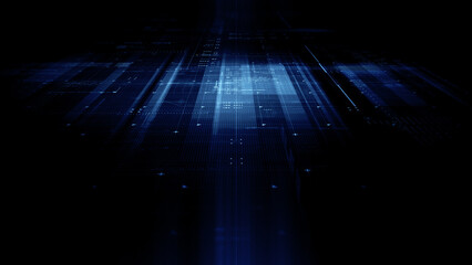 Leinwandbilder - Data matrix simulation UI with cutting-edge digital environment with a dynamic and immersive display of interconnected data matrix information networks systems background