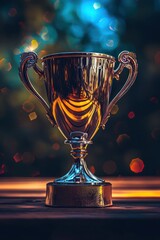Wall Mural - winner background concept with copy space. highlighting the trophy with a background setting