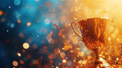 Wall Mural - winner background concept with copy space. highlighting the trophy with a background setting