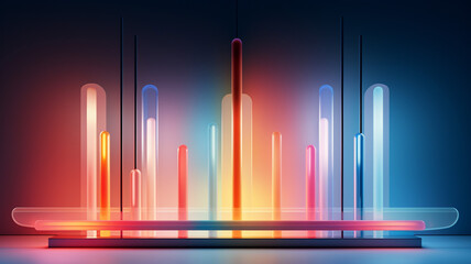 Wall Mural - A modern art piece of light tubes in abstract shapes