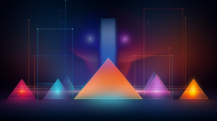 Wall Mural - A set of glowing geometric shapes against an abstract