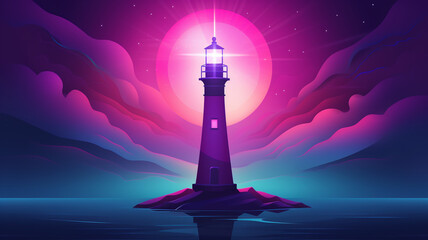 Wall Mural - Amazing shining beacon on a hope themed gradient