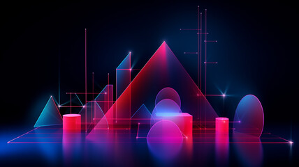 Wall Mural - Amazing set of glowing geometric shapes against an abstract