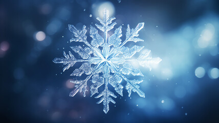 Wall Mural - Fantastic shining snowflake on a winter gradient