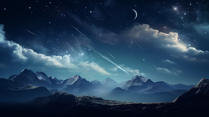 Wall Mural - mountain backgrounds night sky with stars and moon amazing night view