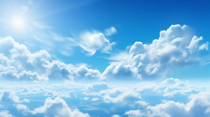 Wall Mural - panorama blue sky with clouds and sunshine background