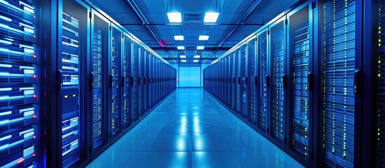 Canvas Print - The server room's security is advanced and the data storage capacity is substantial.