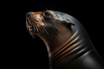 A seal, known as the king of the sea, is seen in a creature portrait on a black background.