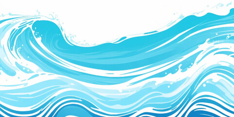 Wall Mural - Vector ocean wave line blue and white background. Ocean sea art with natural template. Seamless soft blue ocean pattern wave water background.