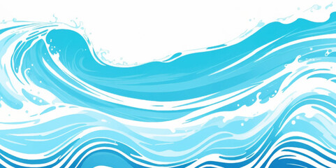 Sticker - Vector ocean wave line blue and white background. Ocean sea art with natural template. Seamless soft blue ocean pattern wave water background.