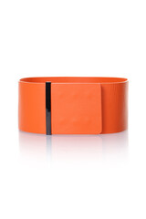 Wall Mural - Women's wide leather belt of orange color