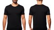 black t shirt mockup. Man wearing a plain black t-shirt