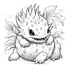 Poster - Cute dragon fruit coloring sheet for drawing