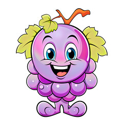 Sticker - Smiling grapes cartoon charcter coloring sheet