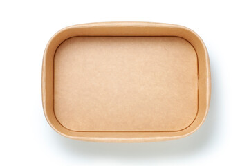 Sticker - Disposable kraft paper box on white background. Top view
