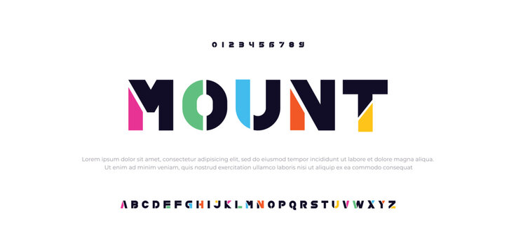 Mount Abstract sport modern alphabet fonts. Typography technology electronic sport digital game music future creative font. vector illustration	