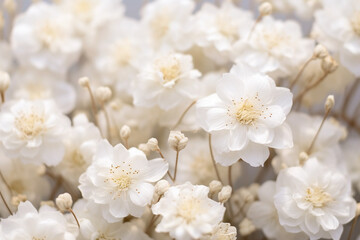 Wall Mural - Close-up of a bunch of white flowers, Generative AI