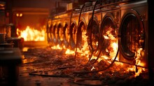 Clothing Dryer Washing Machine Duct On Fire