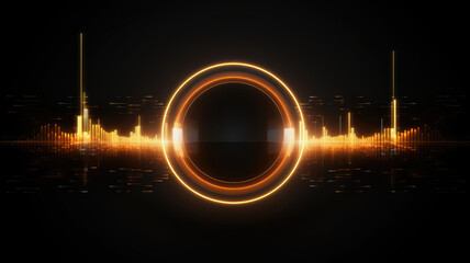 Wall Mural - The musical symbol of the circular audio equalizer. Sound wave vector icon. Illustration isolated on dark background. Abstract digital wave of circle line particles. Futuristic modern background