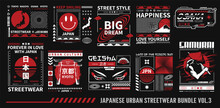 Japanese Streetwear Graphic T-shirt Design, Japanese Urban T Shirt Designs Bundle,  Japanese Poster Graphic Geometry, Tokyo Japan Typography, Japanese Stock Vector, Japanese Style