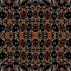 Aufkleber - Tribal abstract brown pattern. Seamless illustration ethnic motif with spots
