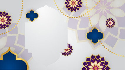 Wall Mural - Colorful colourful vector luxury and modern ramadan kareem arabic background with mandala ornament. Islamic ramadan blue luxury background with mandala for poster