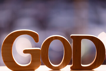 Wall Mural - Wooden letters forming the name of GOD.