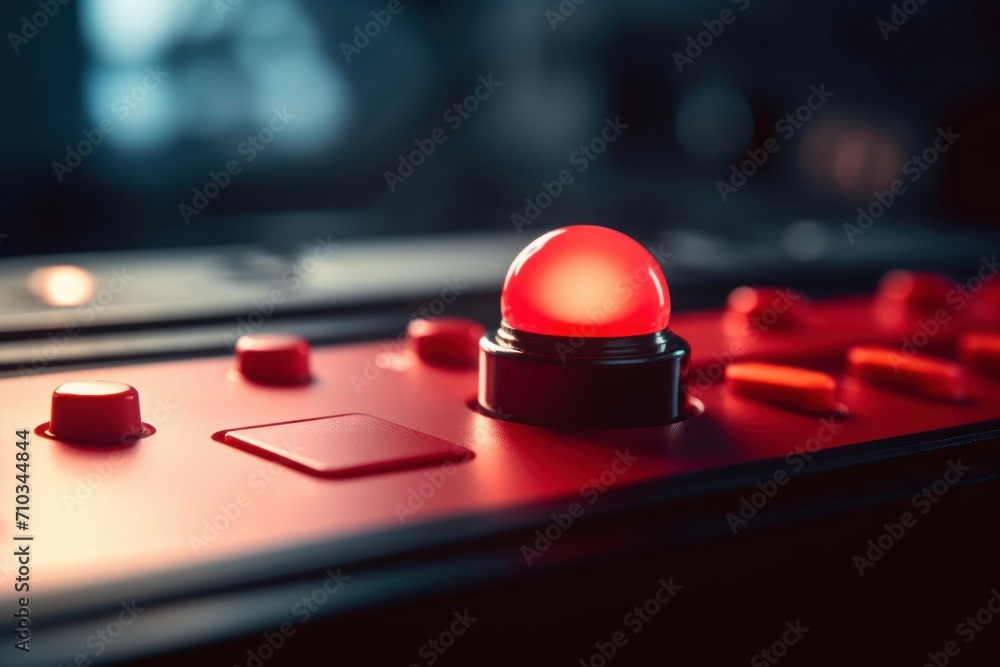 Commond Button Red button control panel. Alertness command emergency light trigger ...