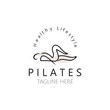 Abstract pilates Logo, Yoga identity body balance vector monoline Design Template. wellness lifestyle