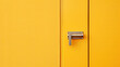 A yellow door with a brass handle on yellow background	
