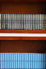 Poster - Row of Holy Quran ( Kuran ) books in a mosque. Islamic symbol. Phnom Penh. Cambodia.