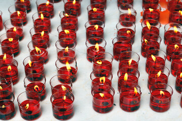 Poster - Emperor Jade Pagoda (Chua Ngoc Hoang or Phuoc Hai Tu). Taoist temple. Red candels. Ho Chi Minh city. Vietnam.