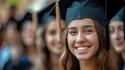 Wall Mural - Portrait of a happy and smiling young woman on her graduation day