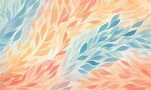 Watercolor Seamless Pattern With Pink Green Blue Leaves