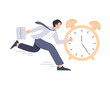 © Heena_Rajput - Businessmen running in hurry meeting deadline and time management vector illustration