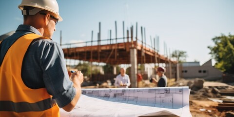 Team of architects at a construction site