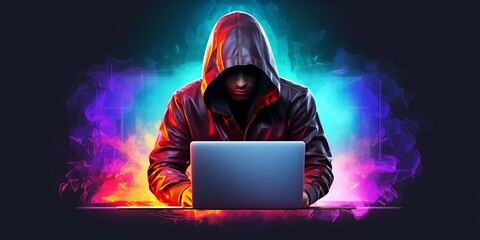 hacker on black and neon background