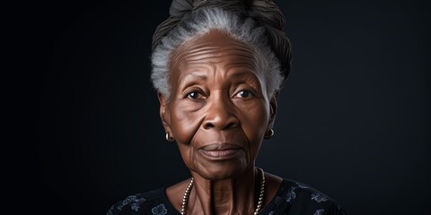 Poster - portrait of a serious elderly afro american woman