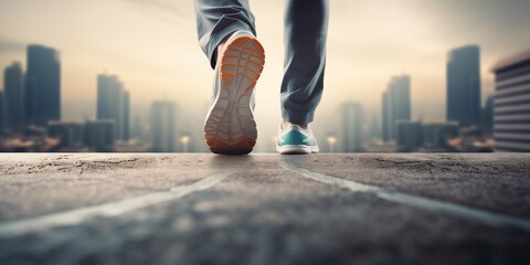 Sticker - Close-up of the legs of a man walking forward