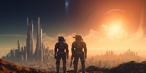 Wall Mural - science fiction city of another planet