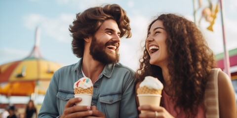 Wall Mural - A Beautiful Happy Couple Laughing Smiling