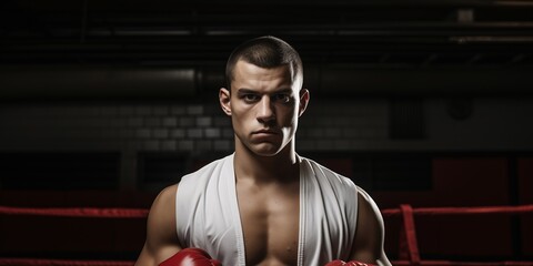 Canvas Print - Portrait of a boxer in the ring