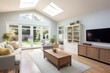 family room addition with large glass doors to garden