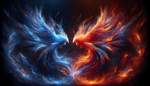 Fire And Ice Concept Design. Abstract Phoenix Shape.