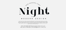Night Modern Luxury Alphabet Letters Font And Logo. Typography Elegant Classic Serif Fonts Decorative Logos Wedding Vintage Retro Concept. Vector Illustration