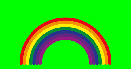 Wall Mural - Rainbow on a green background. Children's education and development.