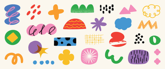 set of abstract retro organic shapes vector. collection of contemporary figure, cloud, flower, spark