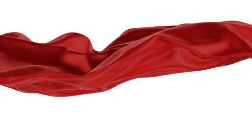 Wall Mural - Abstract red cloth falling. Satin fabric flying in the wind