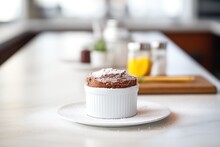 Chocolate Souffle With A Dusting Of Powdered Sugar