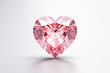 Pink heart shaped diamond, isolated on white background